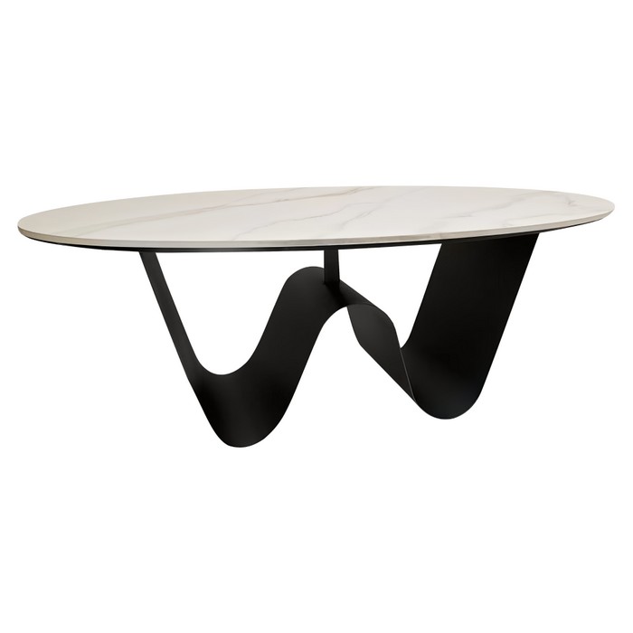 KONDELA Elvo konferenčný stolík biela imitácia mramoru / čierna KONDELA Elvo konferenčný stolík biela imitácia mramoru / čierna