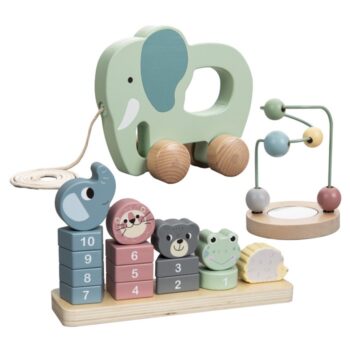 KONDELA Enan montessori set 3 drevených hračiek mix farieb