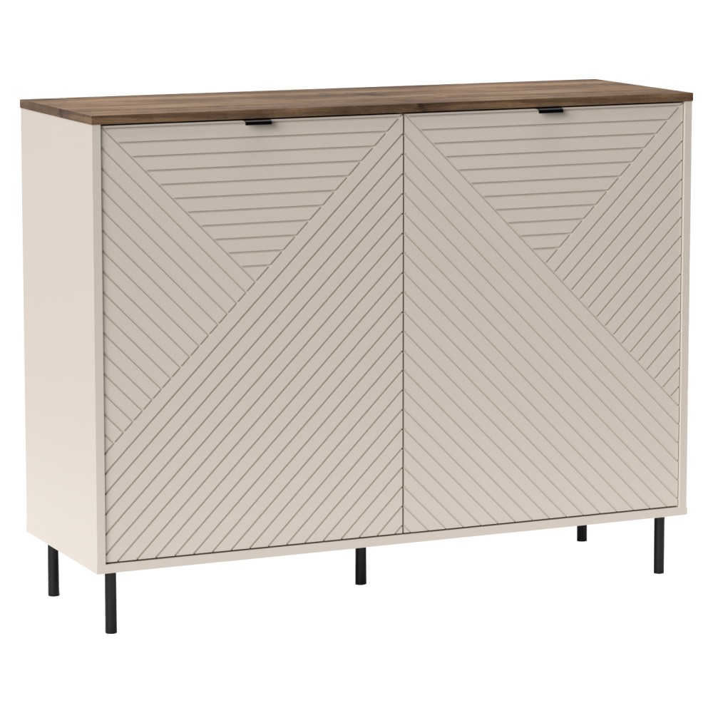 KONDELA Eyco 2D dvojdverová komoda kašmír / dub castello / čierna KONDELA Eyco 2D dvojdverová komoda kašmír / dub castello / čierna