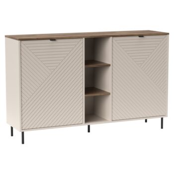 KONDELA Eyco 2D dvojdverová komoda s policami kašmír / dub castello / čierna