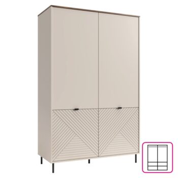 KONDELA Eyco 4D štvordverová šatníková skriňa kašmír / dub castello