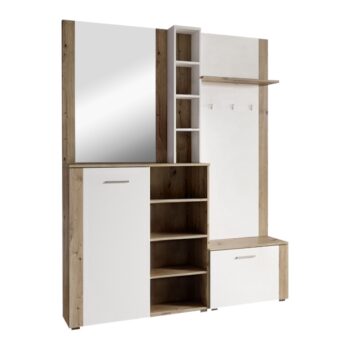 KONDELA Fandu predsieň biela / dub artisan