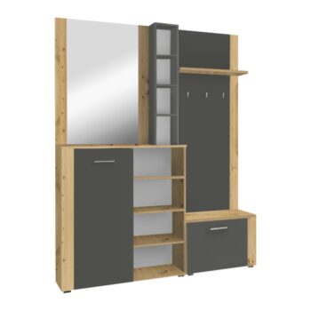 KONDELA Fandu predsieň dub artisan / grafit