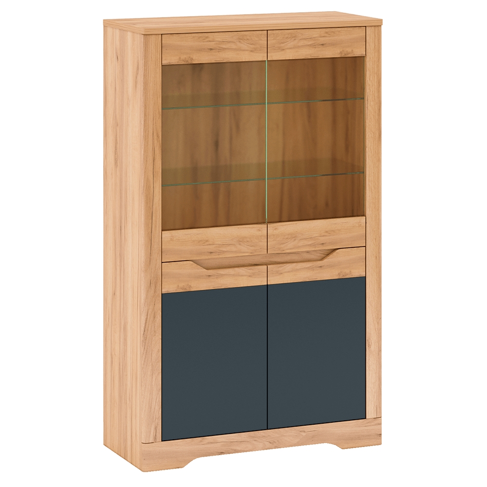 KONDELA Fidel C vitrína dub craft zlatý / grafit sivá KONDELA Fidel C vitrína dub craft zlatý / grafit sivá