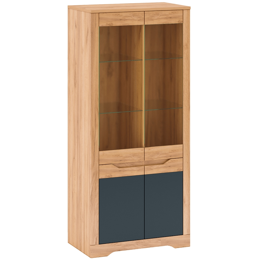 KONDELA Fidel H vitrína dub craft zlatý / grafit sivá KONDELA Fidel H vitrína dub craft zlatý / grafit sivá