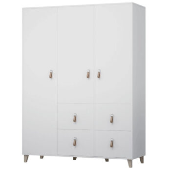 KONDELA Fiera 3D trojdverová šatníková skriňa so zásuvkami biela