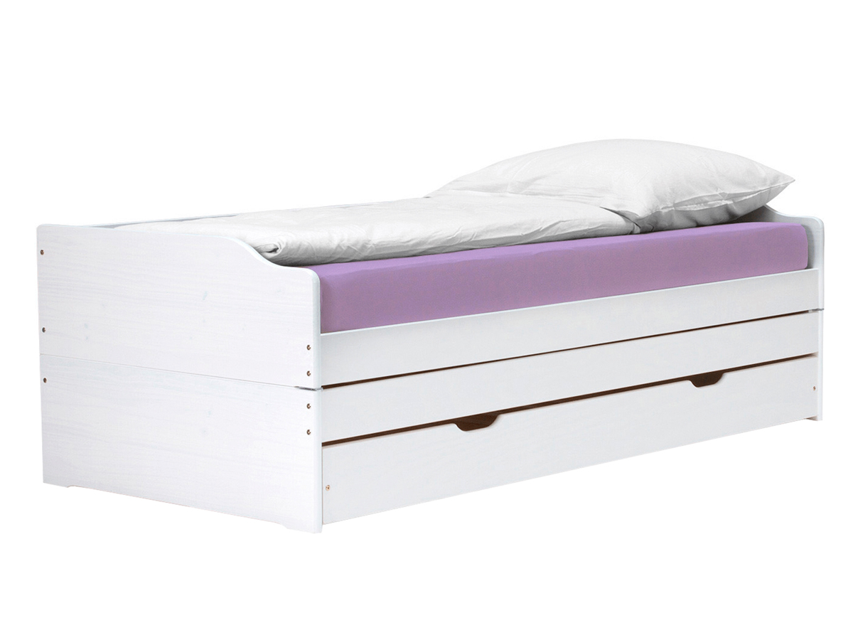 KONDELA Flopy 90 drevená jednolôžková posteľ s prístelkou biela KONDELA Flopy 90 drevená jednolôžková posteľ s prístelkou biela