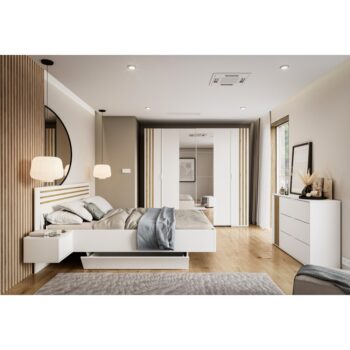 KONDELA Florens 160 spálňová zostava biela / dub artisan