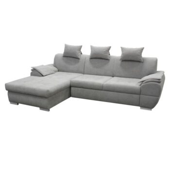 KONDELA Flosy Roh L rohová sedačka s rozkladom a úložným priestorom sivá