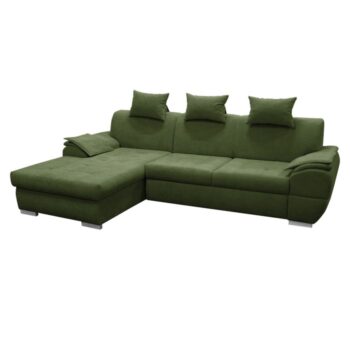 KONDELA Flosy Roh L rohová sedačka s rozkladom a úložným priestorom zelená