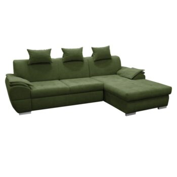 KONDELA Flosy Roh P rohová sedačka s rozkladom a úložným priestorom zelená