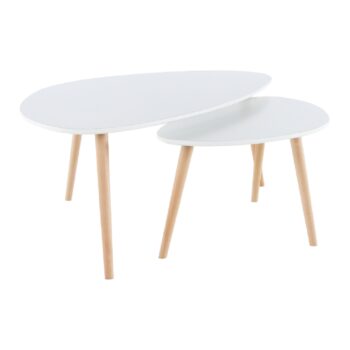 KONDELA Folko New konferenčný stolík (2 ks) biela / buk