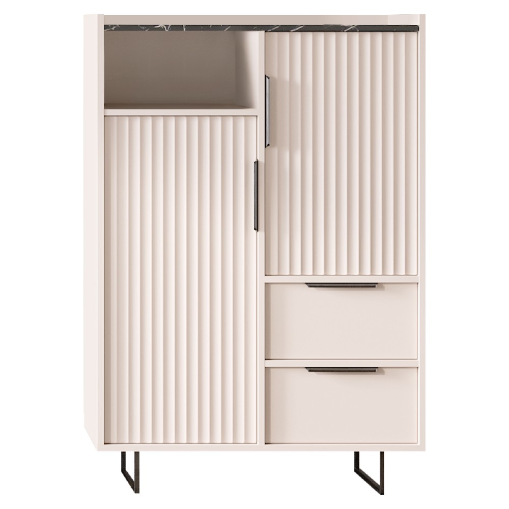 KONDELA Fresio 2D2S dvojdverová komoda so zásuvkami kašmír / tmavý mramor KONDELA Fresio 2D2S dvojdverová komoda so zásuvkami kašmír / tmavý mramor