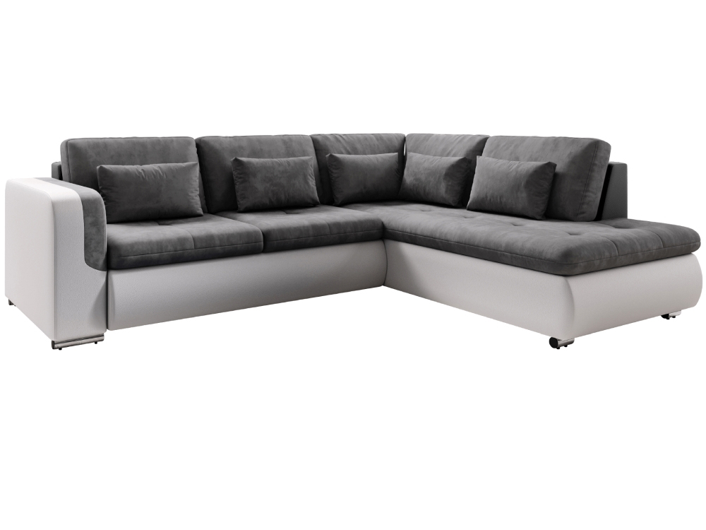 KONDELA Furud L Roh P rohová sedačka s rozkladom biela / sivá KONDELA Furud L Roh P rohová sedačka s rozkladom biela / sivá