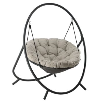 KONDELA Gadil závesné kreslo sivá / béžová