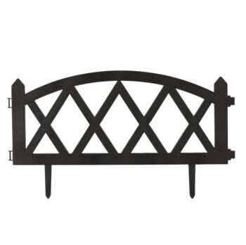 KONDELA Gafur obruba trávnika / záhradný plôtik (4ks) čierna