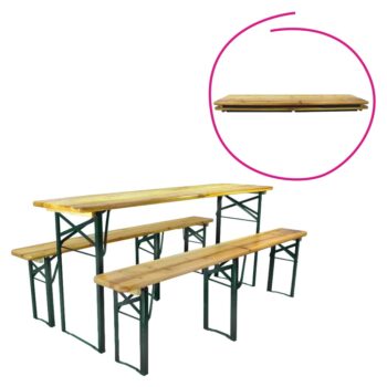 KONDELA Ganso Typ 1 pivný set 1+2 prírodná / tmavozelená