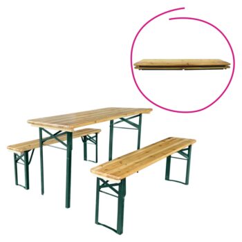 KONDELA Ganso Typ 2 pivný set 1+2 prírodná / tmavozelená