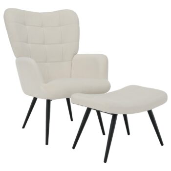 KONDELA Haben kreslo s podnožou biela (Velvet) / čierna