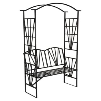 KONDELA Haifa záhradná lavička s pergolou čierna
