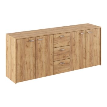 KONDELA Hugos 180 štvordverová komoda so zásuvkami dub craft zlatý