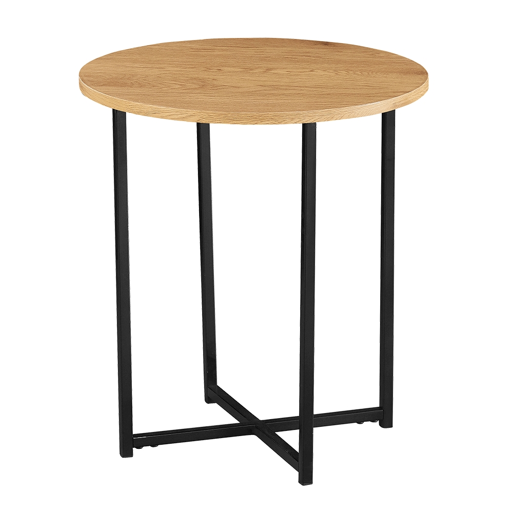 KONDELA Imsar okrúhly príručný stolík dub / čierna KONDELA Imsar okrúhly príručný stolík dub / čierna