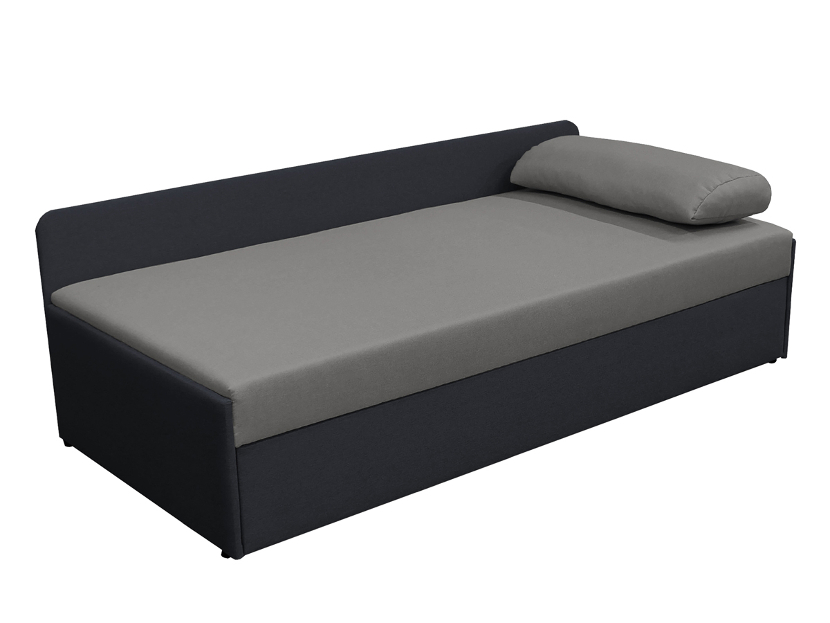 KONDELA Jalen čalúnená jednolôžková posteľ (váľanda) s prístelkou sivá / tmavosivá KONDELA Jalen čalúnená jednolôžková posteľ (váľanda) s prístelkou sivá / tmavosivá