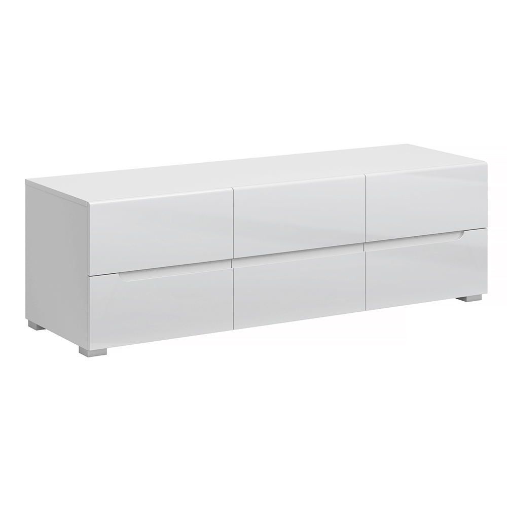 KONDELA Jolk 6S/140 tv stolík biela / biely lesk KONDELA Jolk 6S/140 tv stolík biela / biely lesk