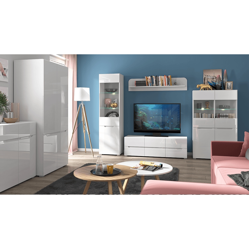 KONDELA Jolk obývacia izba biela / biely lesk KONDELA Jolk obývacia izba biela / biely lesk