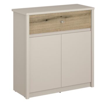 KONDELA Karos 2D1S dvojdverová komoda so zásuvkou kašmír / dub evoke