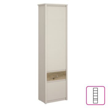 KONDELA Karos 2D1S dvojdverový regál so zásuvkou kašmír / dub evoke