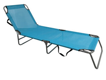 KONDELA Keleo záhradné lehátko sivá / modrá