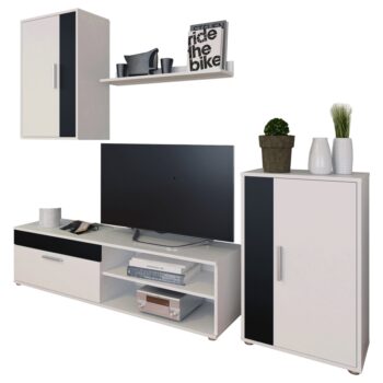 KONDELA Kevin obývacia stena biela / čierna