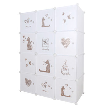KONDELA Kitaro detská modulárna skriňa biela / hnedý vzor
