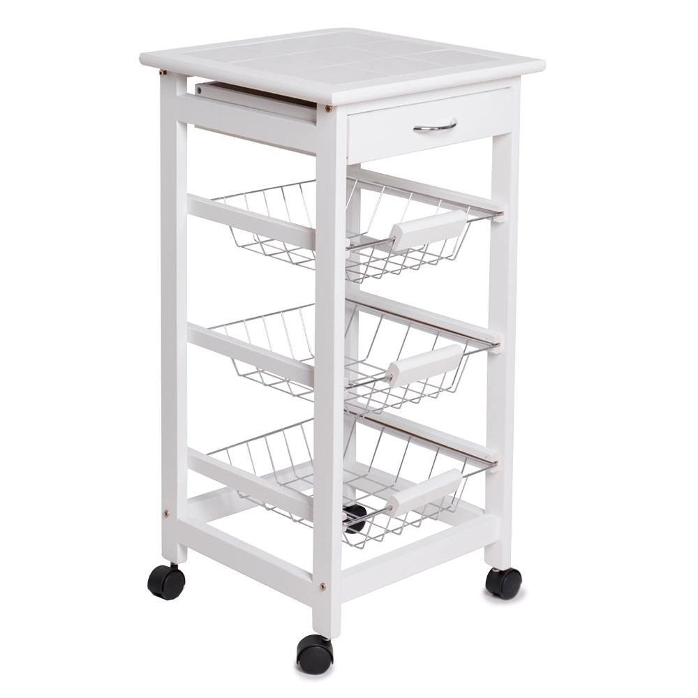 KONDELA Korus servírovací stolík na kolieskach biela KONDELA Korus servírovací stolík na kolieskach biela