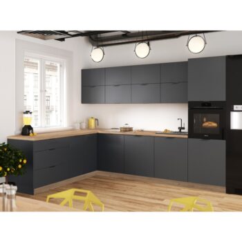 KONDELA Laft rohová univerzálna kuchynská linka grafit / dub craft