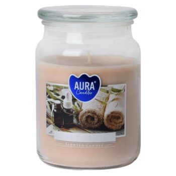 KONDELA Leana vonná sviečka v skle 500 g priehľadná / béžová