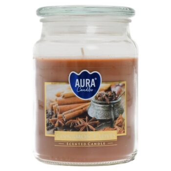 KONDELA Leana vonná sviečka v skle 500 g priehľadná / hnedá