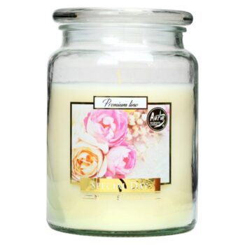 KONDELA Leana vonná sviečka v skle 500 g priehľadná / krémová