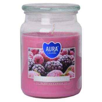 KONDELA Leana vonná sviečka v skle 500 g priehľadná / ružová