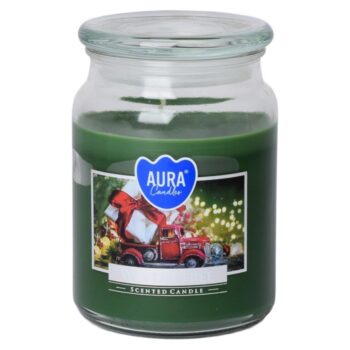 KONDELA Leana vonná sviečka v skle 500 g priehľadná / zelená