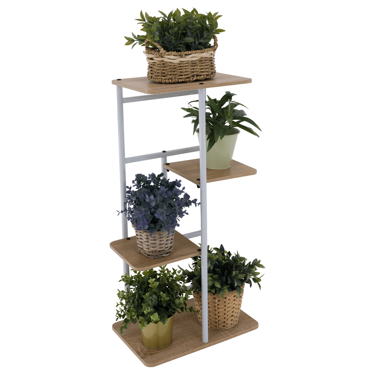 KONDELA Ledor Typ 1 stojan na kvety biela / dub sonoma KONDELA Ledor Typ 1 stojan na kvety biela / dub sonoma