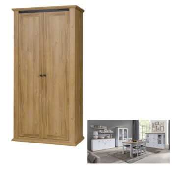 KONDELA Leon MZ2 dvojdverová šatníková skriňa biela / dub grand