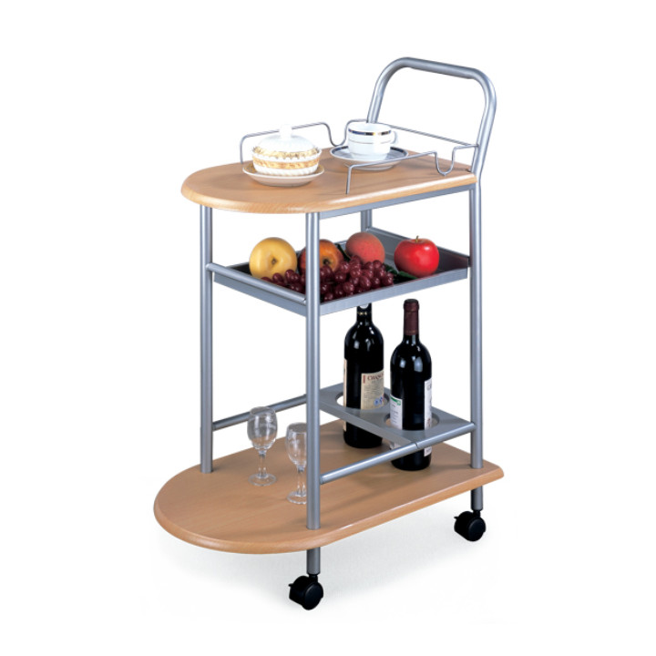 KONDELA Lima servírovací stolík na kolieskach buk / strieborná KONDELA Lima servírovací stolík na kolieskach buk / strieborná