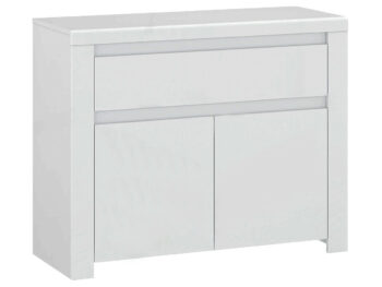 KONDELA Lindy 2D1S dvojdverová komoda so zásuvkou biely lesk