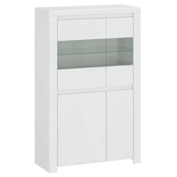 KONDELA Lindy 2D2W vitrína biely lesk