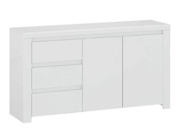 KONDELA Lindy 2D3S dvojdverová komoda so zásuvkami biely lesk