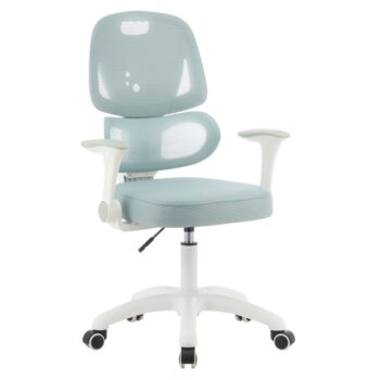 KONDELA Lister detská stolička na kolieskach neomint / biela