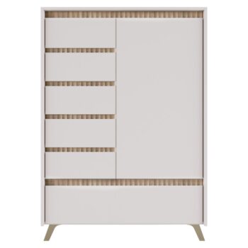 KONDELA Longy Reg1D5S1K jednodverová komoda so zásuvkami kašmír / dub sonoma