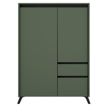 KONDELA Longy Reg2D1S1K dvojdverová komoda so zásuvkou smoke zelená / čierna